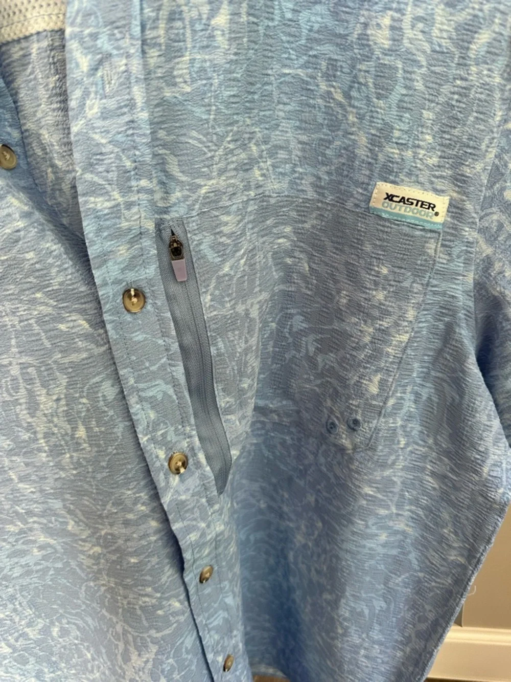 XCaster Outdoor Blue Men's Fishing Short-Sleeve Button-Up Shirt